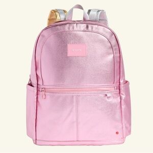 NWT Large Kids Kane Double Pocket Backpack Metallic Pink